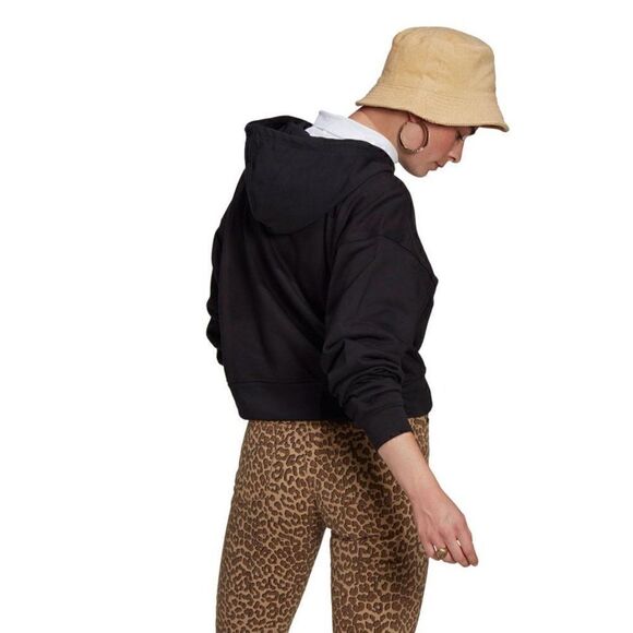 NWT ADIDAS ORIGINALS CROPPED HOODIE BLACK SZ M - Picture 2 of 4